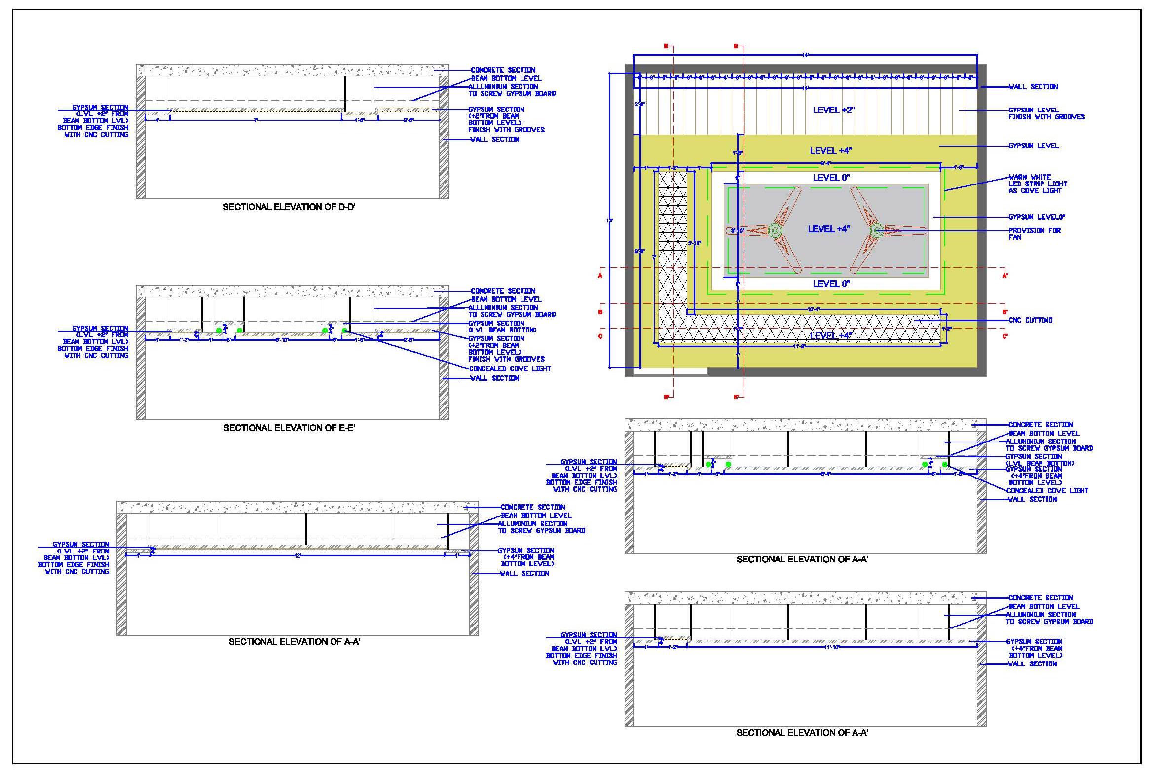 False Ceiling Design for Modern Living Rooms- AutoCAD DWG